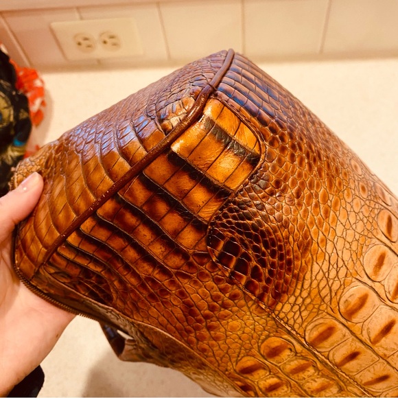 Brahmin Melbourne Baguette Croc Pecan brown Shoulder Handbag Bag - Picture 8 of 15